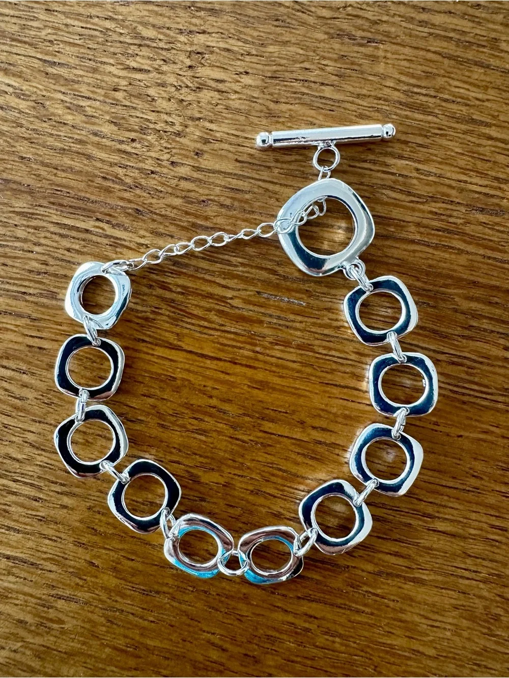 Sterling Silver 925 Open Circle Link Bracelet - 8”